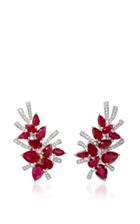 Hueb Mirage 18k White Gold Diamond And Ruby Earrings