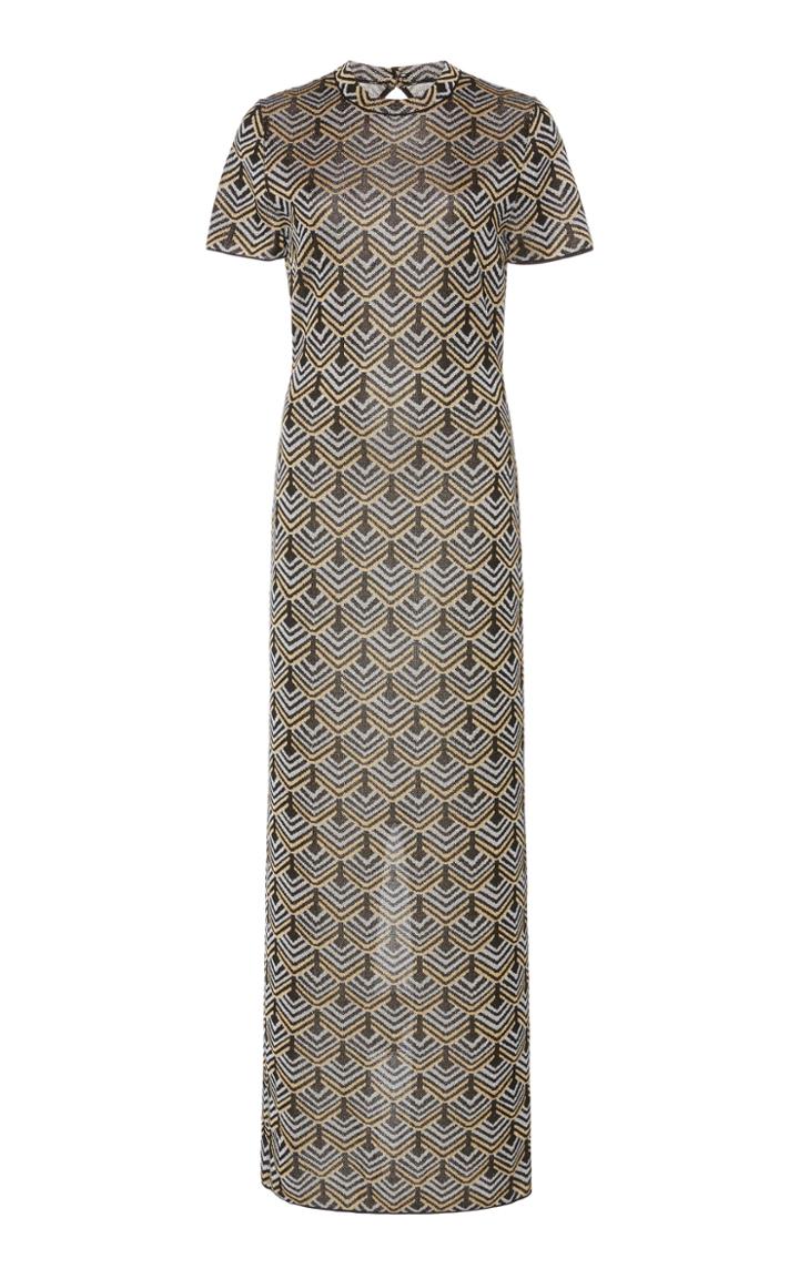 Paco Rabanne Geometric-print Lurex Maxi Dress