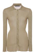 Moda Operandi Alberta Ferretti Viscose Blend Ribbed Long Sleeve Polo Size: 36