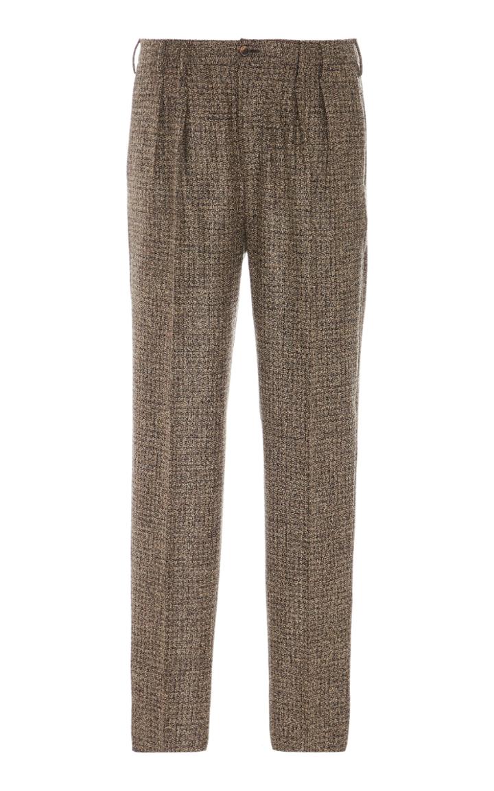 Pt 01 Pleated Wool-boucl Cropped Trousers