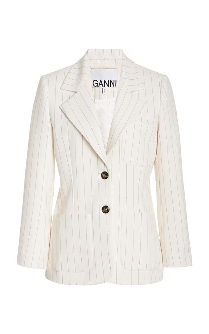 Ganni Pinstriped Woven Blazer
