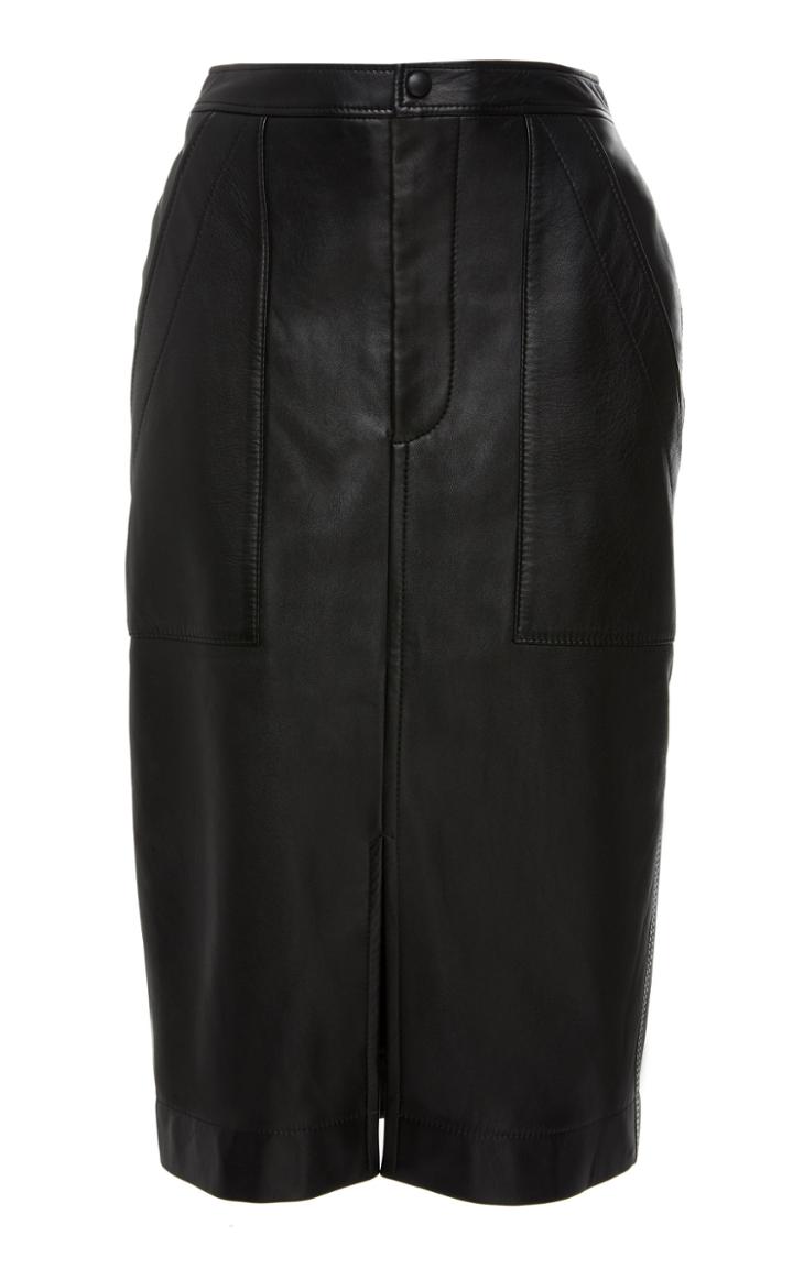 Bassike Split Leather Midi Skirt