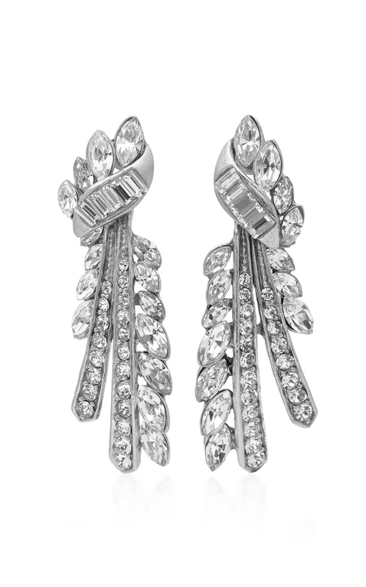 Ben Amun Ribbon Silver-tone Crystal Earrings