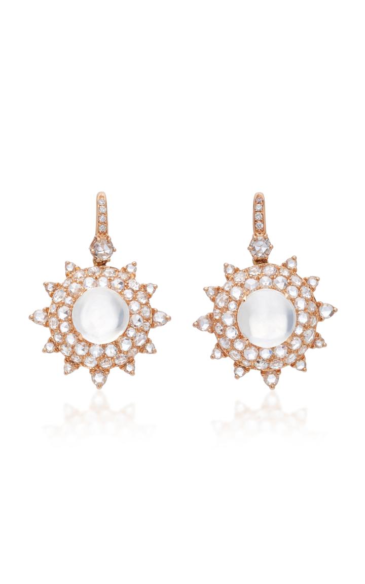 Nam Cho 18k Pink Gold Moonstone And Diamond Earrings