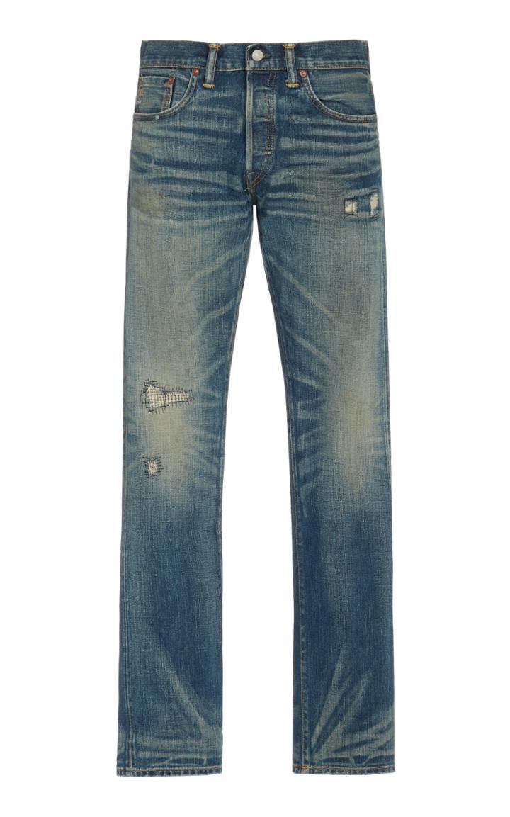 Rrl Slim-fit Distressed Jeans