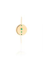 Wwake Single Large Emerald Medallion Earring