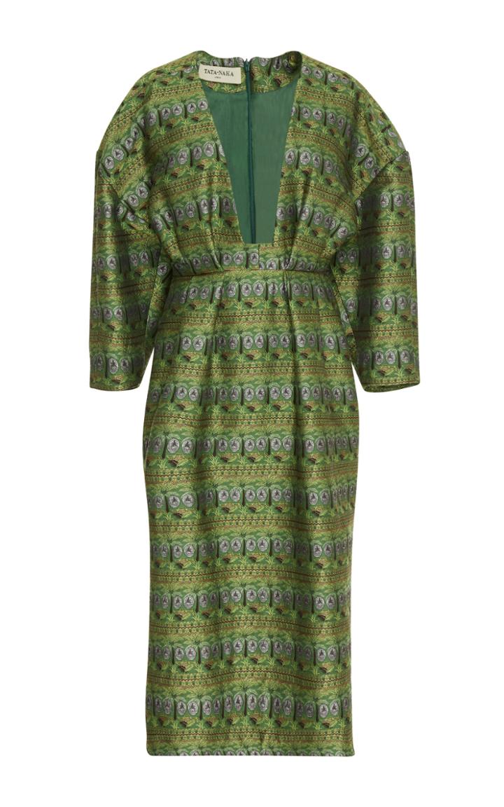 Tata Naka Square Shoulder Open Front Dress