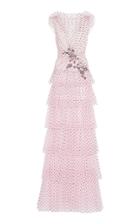 Rodarte Flocked Tulle Ruffle Gown