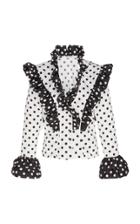 Rodarte Ruffled Polka-dot Crepe Top