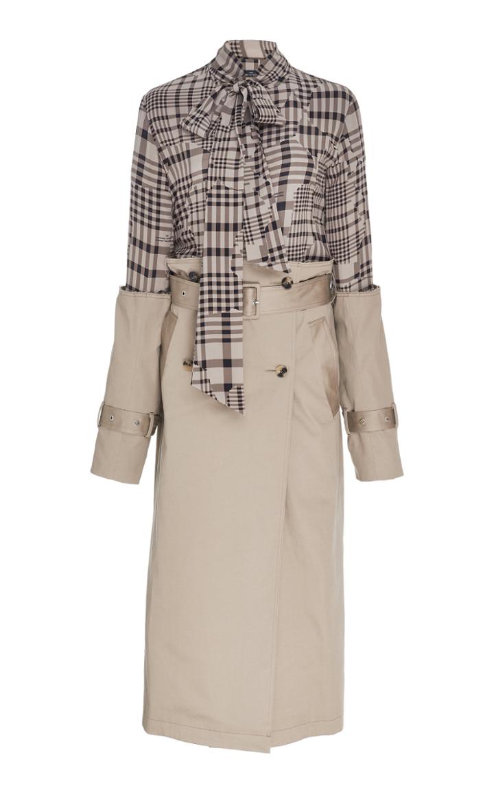 Rokh Contrast Silk-cotton Trench Dress