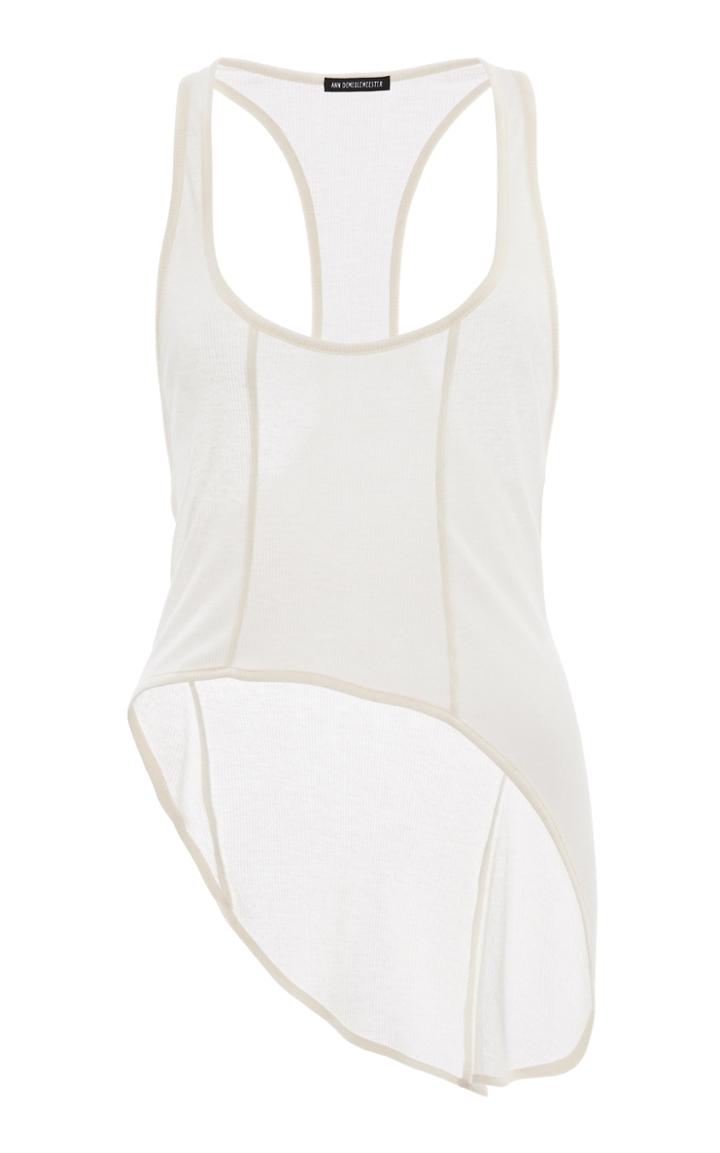 Moda Operandi Ann Demeulemeester Asymmetric Satin-trimmed Top Size: 40