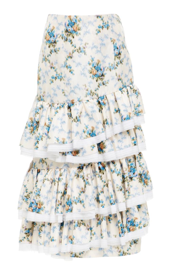 Brock Collection Sadie Rose Chine Taffeta Skirt