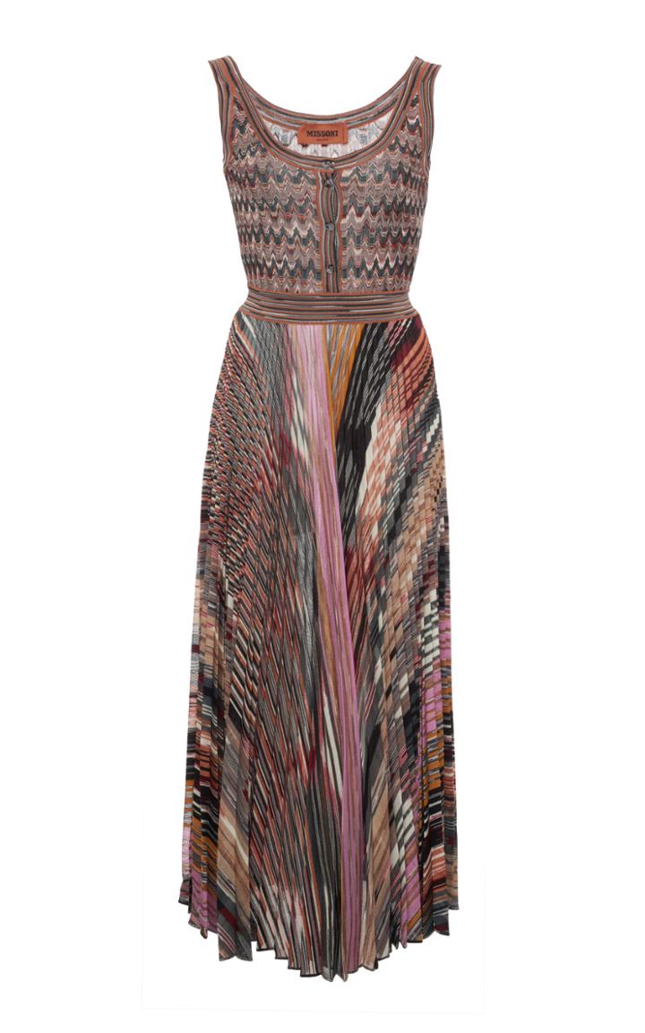 Missoni Striped Pointelle-knit Wool-blend Midi Dress