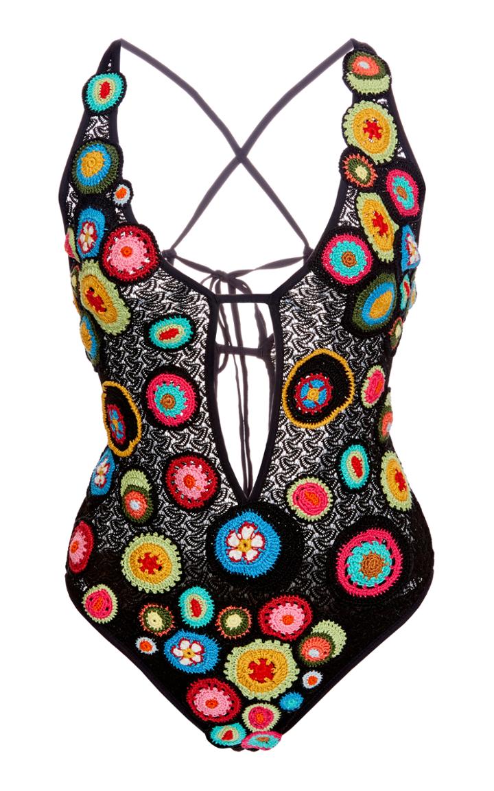 Missoni Mare Crossover Cutout Patch Embroidered One Piece