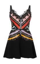 Elie Saab Sequin Stripe Embroidered Silk Mini Dress