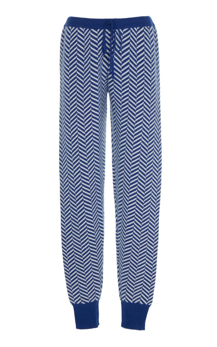 Madeleine Thompson Poseidon Herringbone Cashmere And Wool Knit Joggers