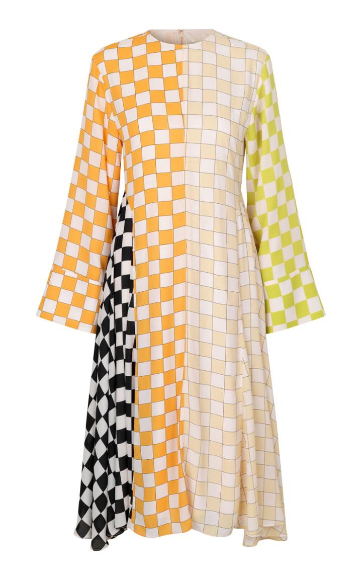 Moda Operandi Stine Goya Alisha Mixed-check Crepe Midi Dress