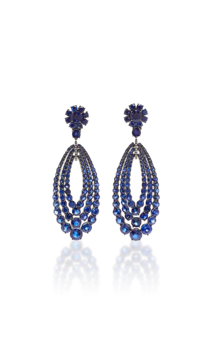 Stephen Russell 18k Blackened Gold And Sapphire Earrings