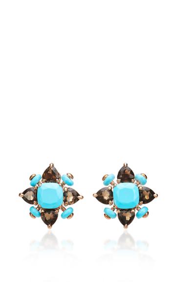 Alasia Anemoni Paste Of Turquoise And Smokey Quartz Earrings