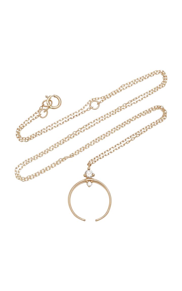 Sophie Ratner Crescent 14k Gold Diamond Pendant
