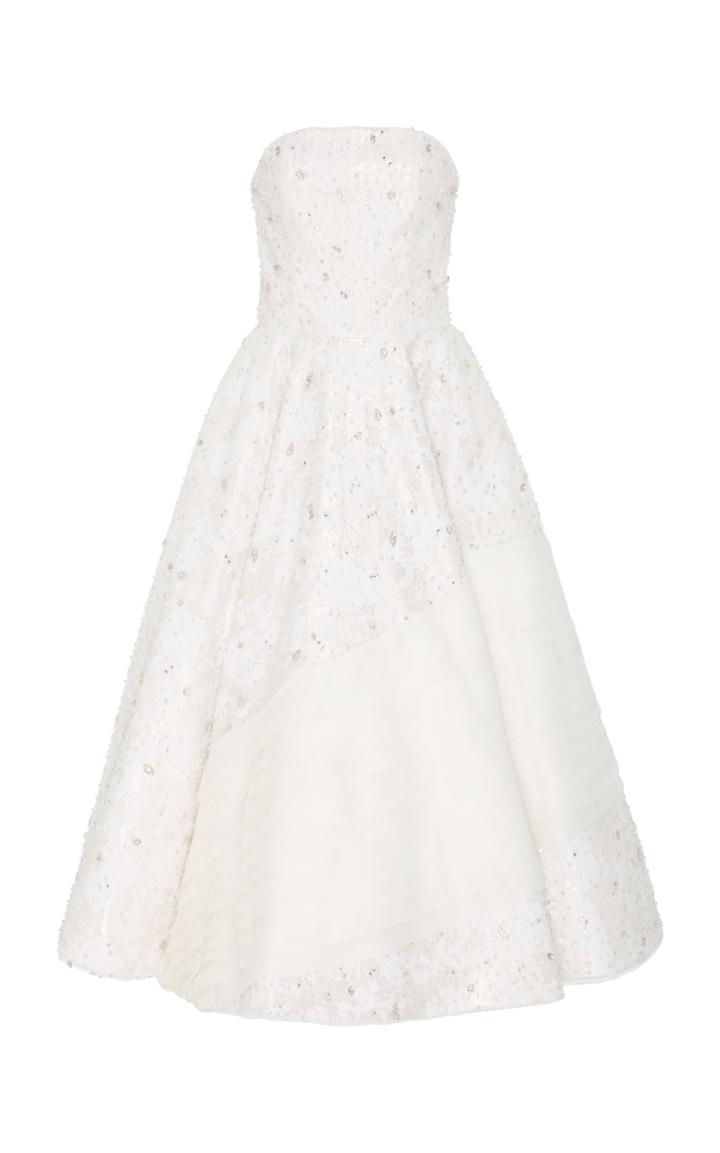 Christian Siriano Embroidered Tea Length Dress