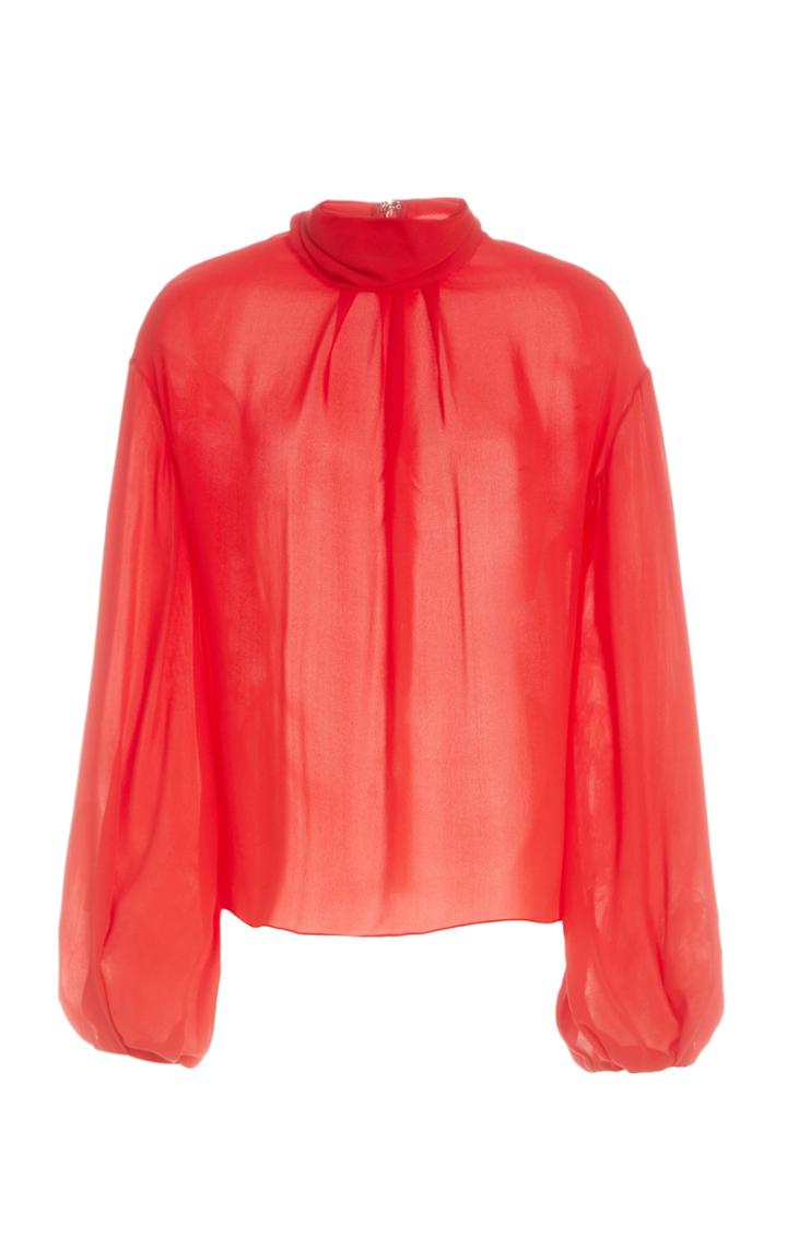 Cushnie High Neck Silk Blouse