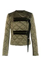 David Koma Mongolian Fur Collared Satin Jacket