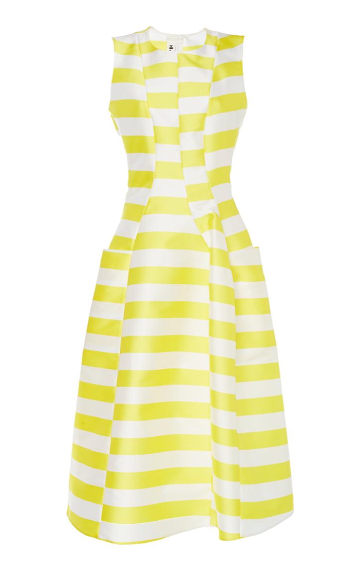 Moda Operandi Maison Rabih Kayrouz Striped Pleated Satin Dress Size: 36