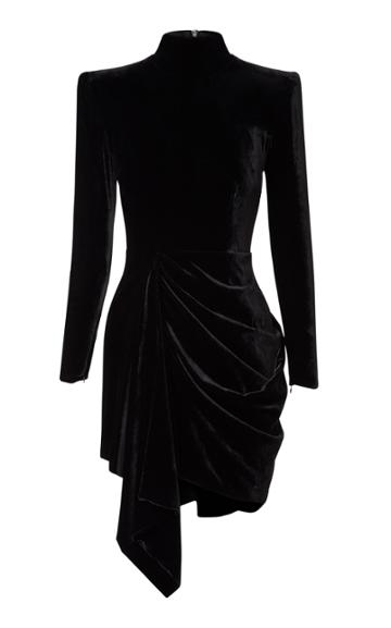 Alex Perry Parker Draped Velvet Mini Dress