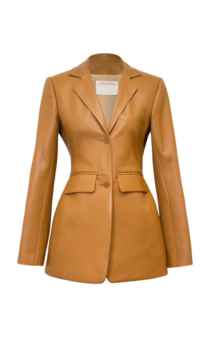 Alejandra Alonso Rojas Leather Single-breasted Jacket