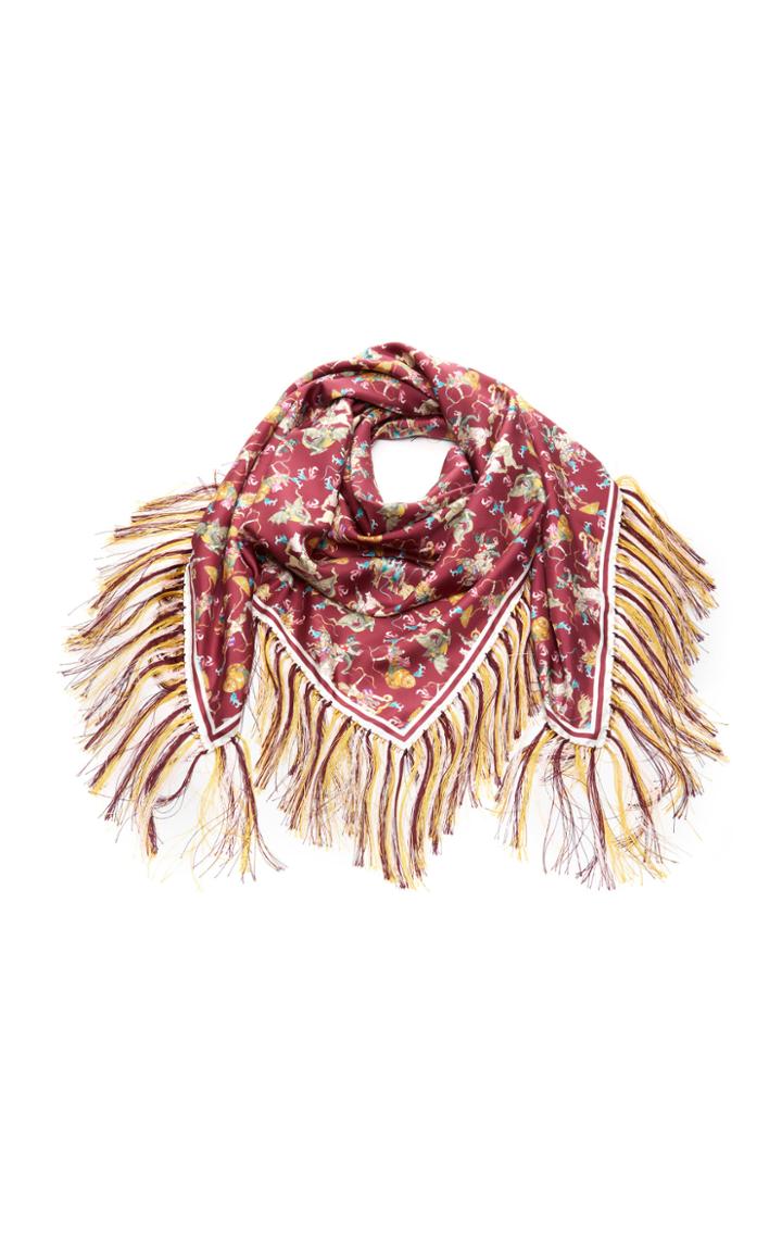 Gabriela Hearst Fringed Floral-print Silk Twill Scarf