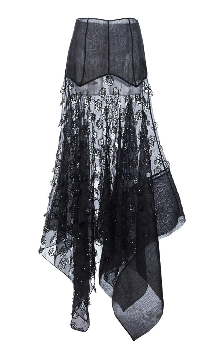 Moda Operandi Loewe Floral-embroidered Organza Skirt Size: 36