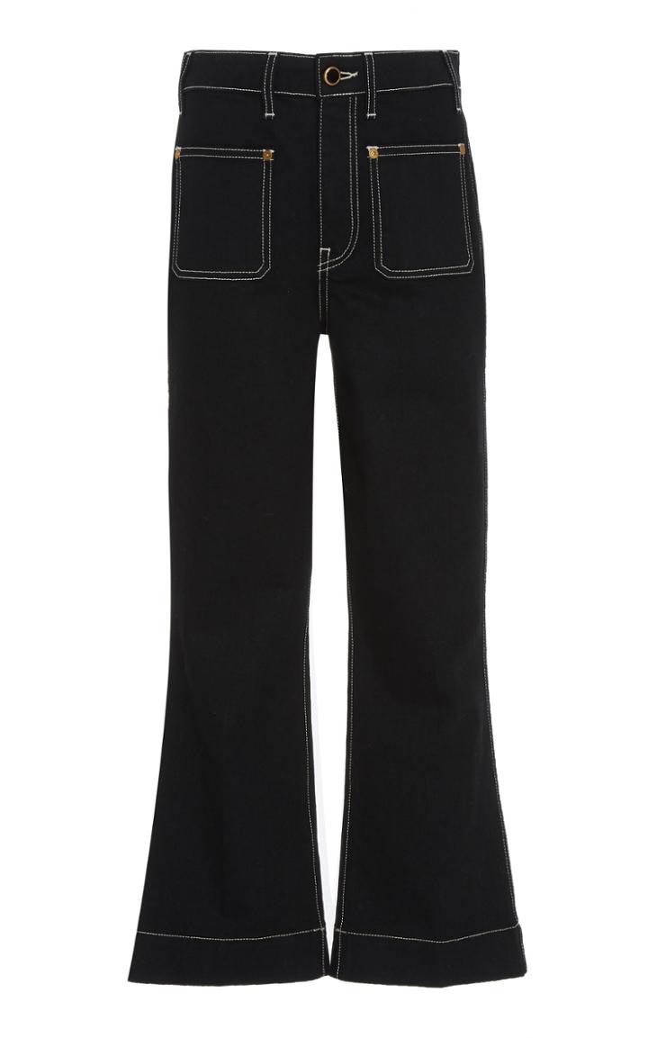 Khaite Raquel Stitched Cropped Cotton Jeans