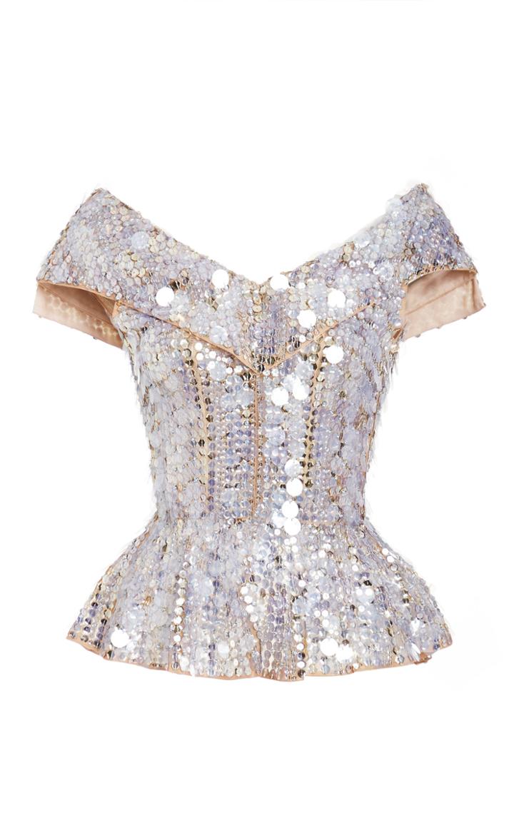 Moda Operandi Alitte Metallic Silk Embroidered Top Size: 0