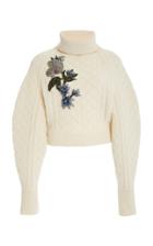 Moda Operandi Oscar De La Renta Embroidered Wool Cashmere Sweater
