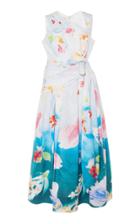 Moda Operandi Peter Pilotto Printed Belted Cotton Dress Size: 4