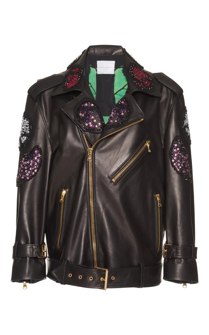Francesco Scognamiglio Embroidered Moto Leather Jacket