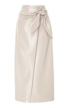 Nanushka Amas Tie Front Vegan Leather Midi Skirt