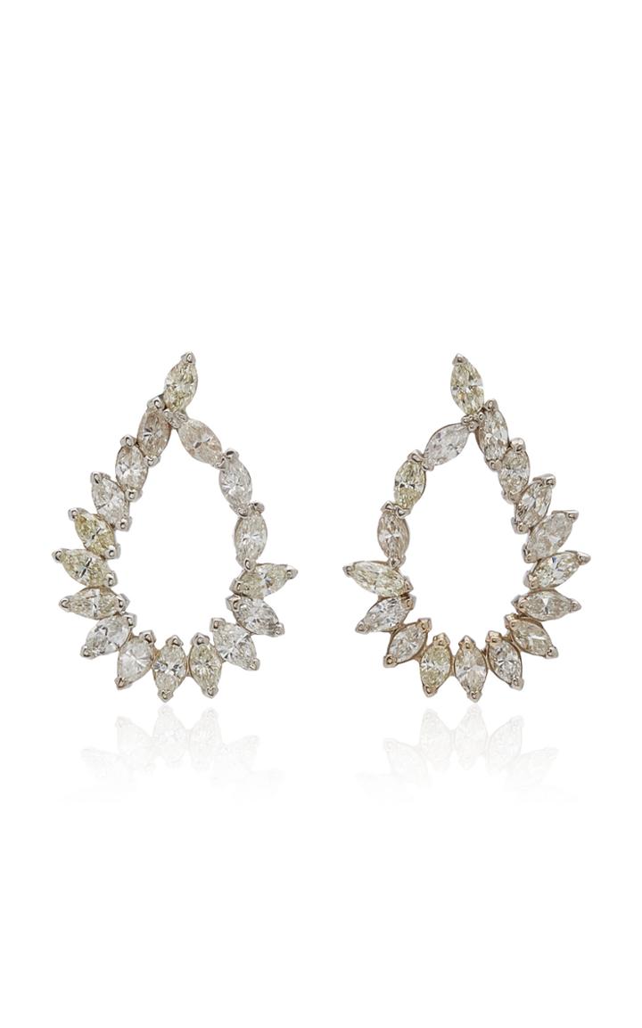 Moda Operandi Jenna Blake One Of A Kind 18k White Gold Marquis Hoops