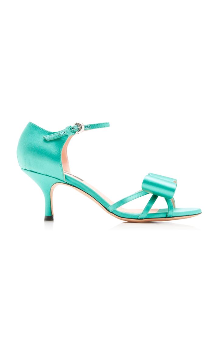 Rochas Satin Bow Mid Heel Sandals
