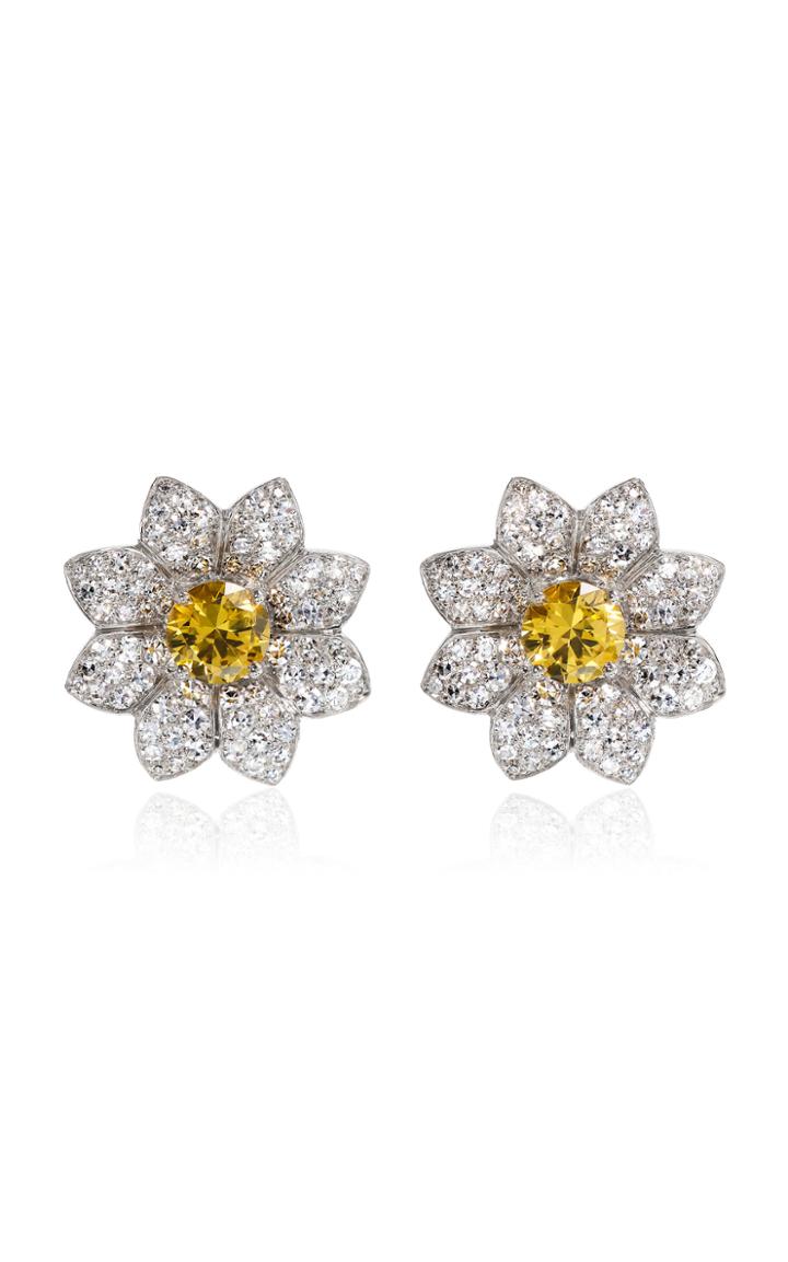 Moda Operandi Margaret Jewels One Of A Kind 18k White Gold Daisy Earrings