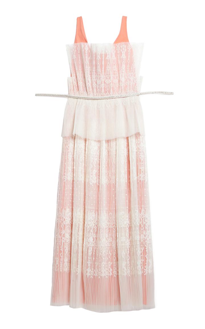 Saptodjojokartiko Parchment Coral Pleated Dress