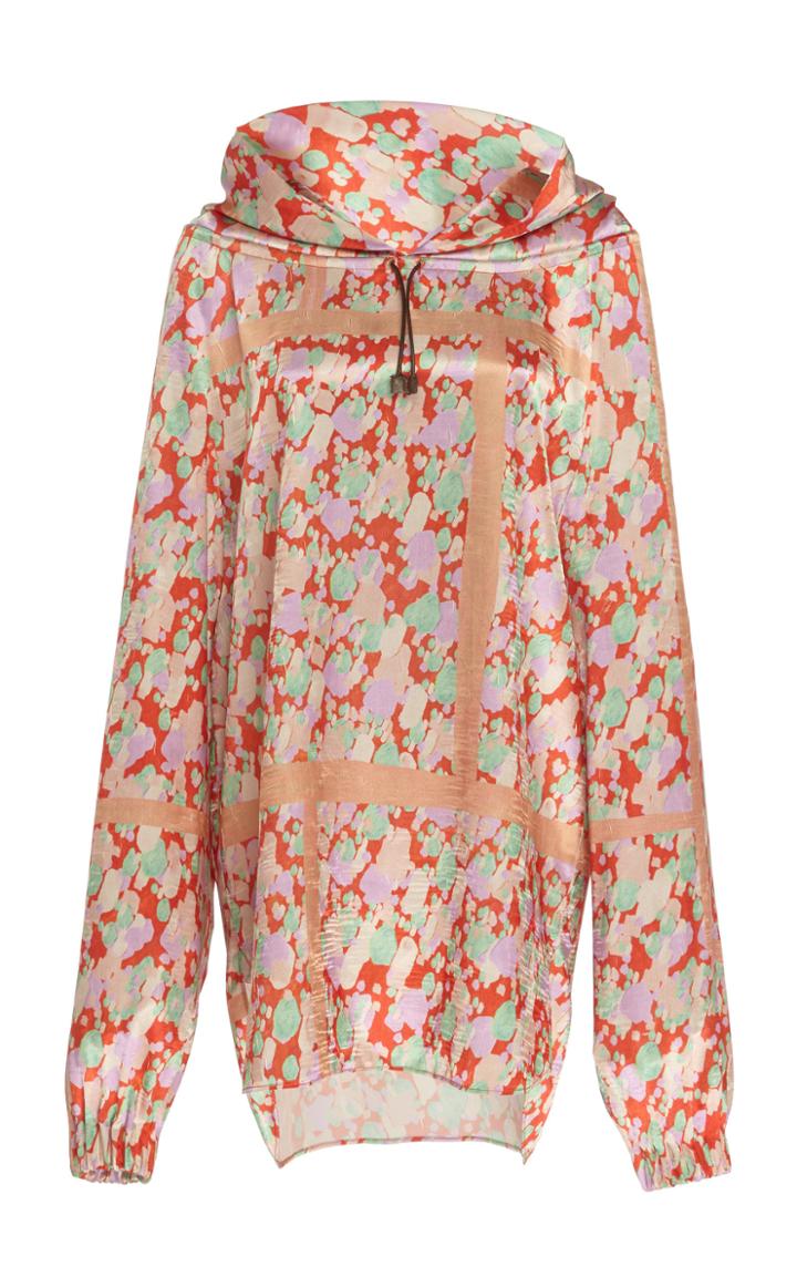Rejina Pyo Erica Hooded Crepe Floral-print Blouse