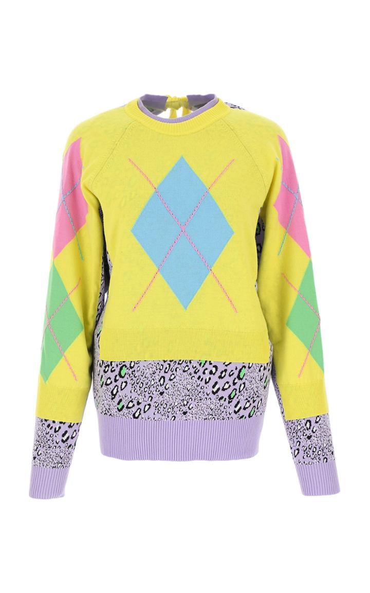 Moda Operandi Versace Mixed-pattern Intarsia-knit Cotton-wool Sweater