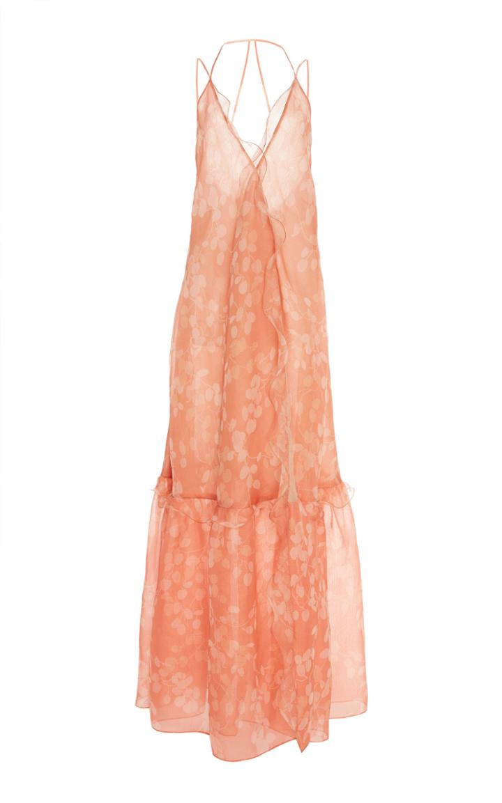 J. Mendel V-neck Printed Silk Organza Gown