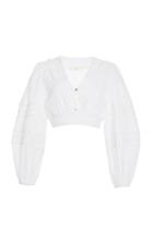 Moda Operandi Loveshackfancy Salida Swiss-dot Cotton Cropped Top