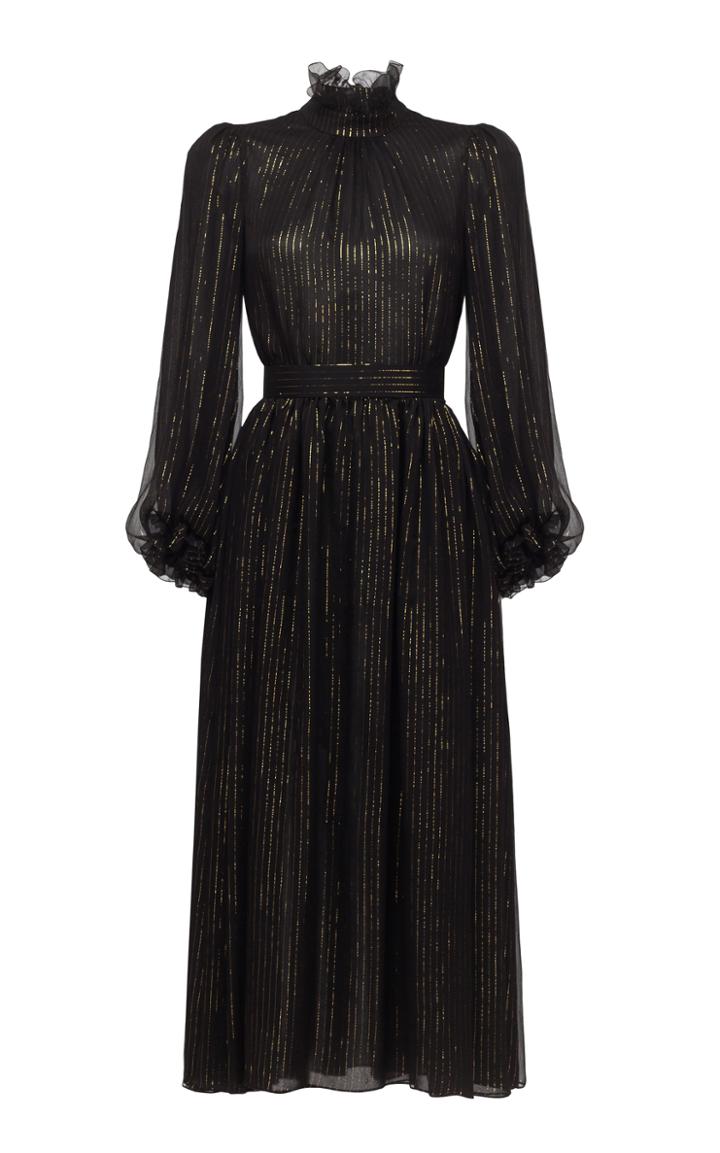 Ulyana Sergeenko Demi Couture Ruffle High Neck Midi Dress