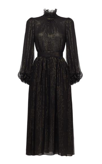 Ulyana Sergeenko Demi Couture Ruffle High Neck Midi Dress
