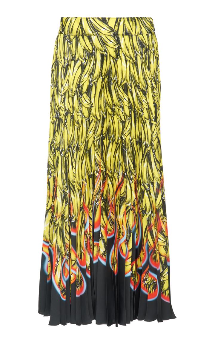 Prada Pleated Printed Twill Skirt