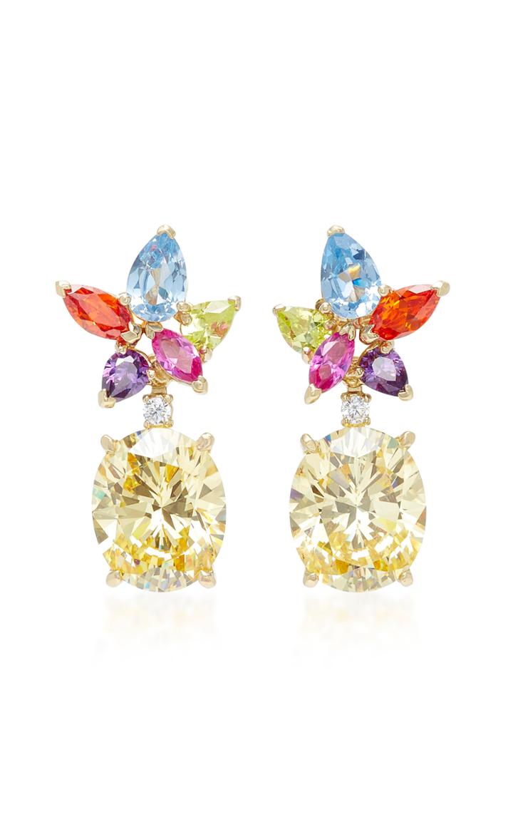 Anabela Chan Lily Diamond And Multi-stone 18k Gold Vermeil Earrings
